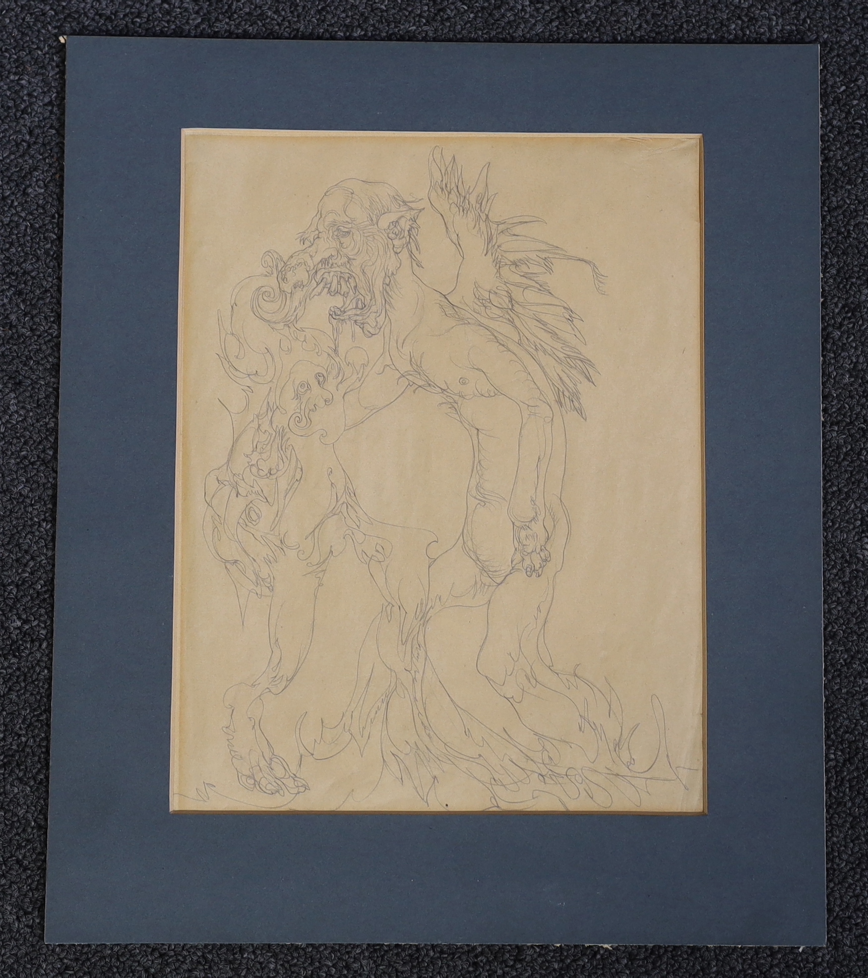 Austin Osman Spare (British, 1886-1956), Two grotesques, pencil on paper, 25 x 19cm